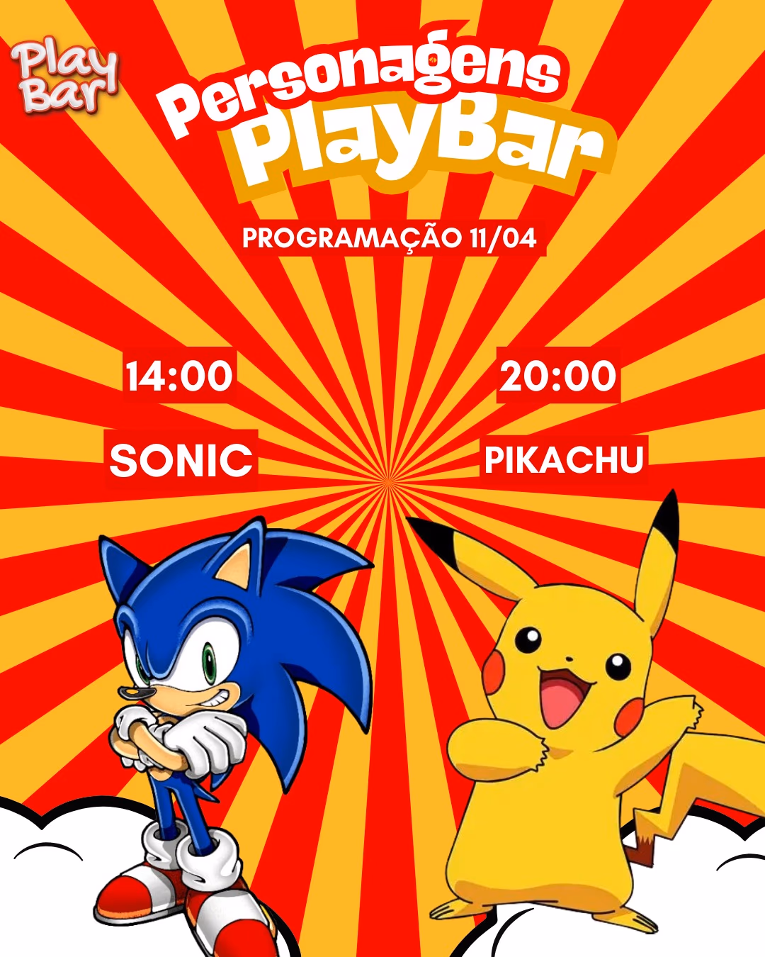 Presença Sonic e Pikachu