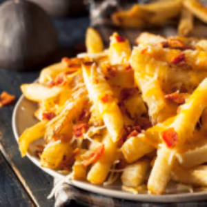 FRITAS COM QUEIJO E BACON