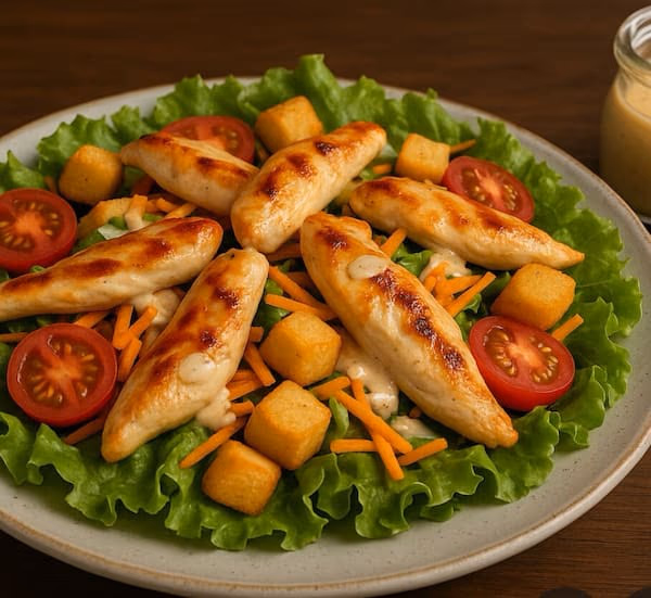 Salada de Iscas de Frango com Molho da Casa